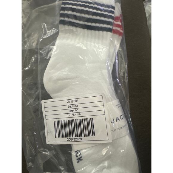 JANIE AMD JACK Stripe Sock 2-Pack Red Navy Blue Stripes Sporty Socks Sz 4-5 NWT - Picture 2 of 3